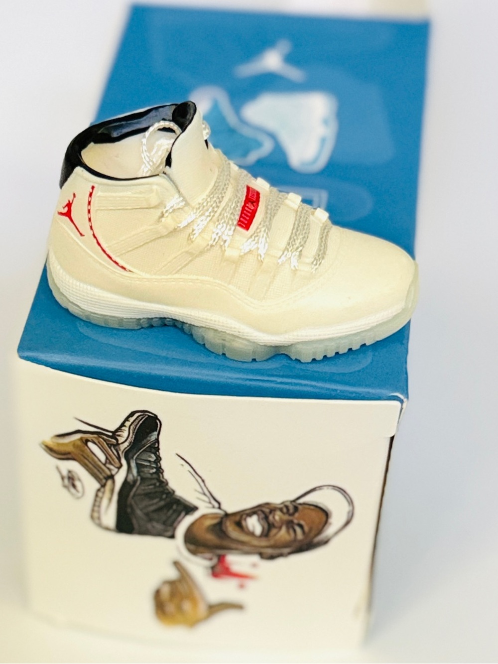 Mini Air Jordan Style High-Top Sneakers for display. Comes w claer display box